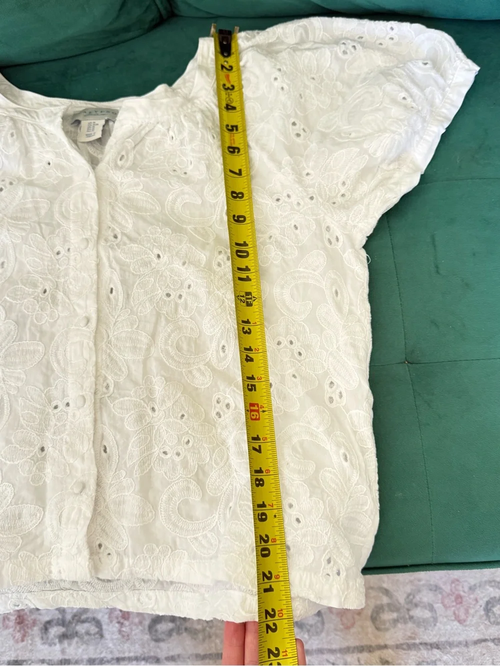 Calypso St. Barth White Eyelet Embroidered Cotton Blouse Size M Beachy Coastal - Picture 10 of 10